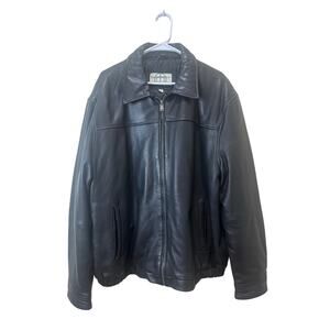Boston Harbour Men's Black Leather Bomber Jacket Sz XXL Buttery Zip Up Classic